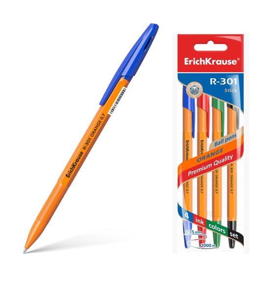Sada kuličkových per R-301 Orange Stick 0.7, barevné, 4 ks alt=