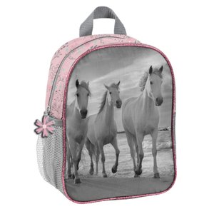 Dětský batoh Koně květiny šedý-1