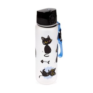 Nerozbitná plastová láhev s víčkem 600 ml – Lucky the Black Cat (kočka)-1