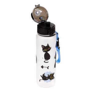 Nerozbitná plastová láhev s víčkem 600 ml – Lucky the Black Cat (kočka)-2