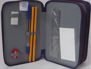 Penál Auta, modrý třípatrový-3