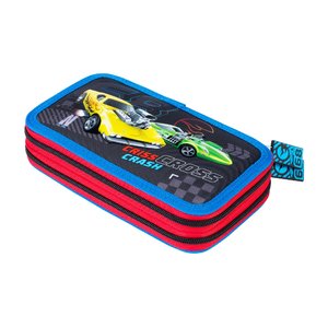 Penál Hot Wheels dvoupatrový s vybavením, černý-1