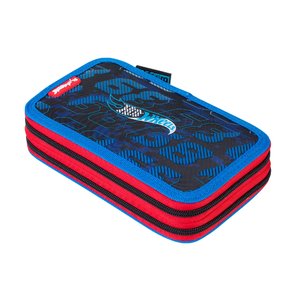 Penál Hot Wheels dvoupatrový s vybavením, černý-2