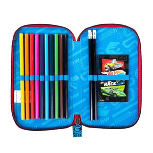 Penál Hot Wheels dvoupatrový s vybavením, černý-4