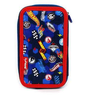 Penál Hot Wheels dvoupatrový s vybavením, modrý-2