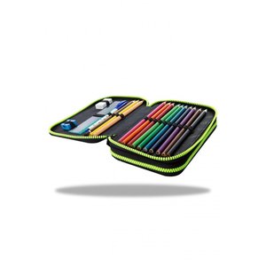 Penál Jumper 2 černý/zelený dvoupatrový-3