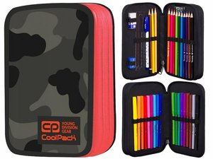 Penál Jumper II. tmavý, dvoupatrový, s vybavením-1