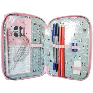 Penál Love panda třípatrový, s vybavením-3