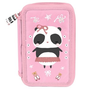 Penál Love panda třípatrový, s vybavením-1