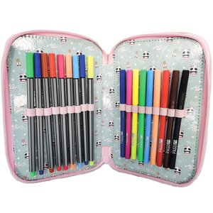 Penál Love panda třípatrový, s vybavením-4
