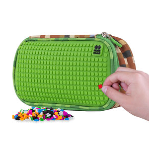 Penál MineCraft včetně pixelů zeleno-hnědý-5