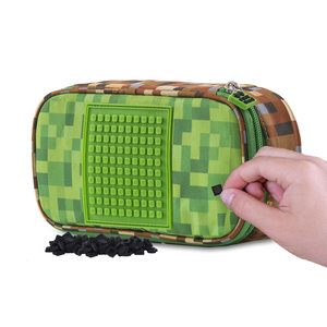 Penál MineCraft včetně pixelů zelený-2