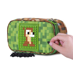 Penál MineCraft včetně pixelů zelený-3