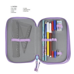 Penál s flitry Frozen třípatrový s vybavením-3