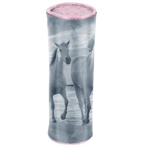 Školní pouzdro Koně šedé kulaté-2