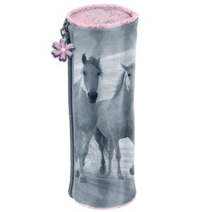 Školní pouzdro Koně šedé kulaté-3