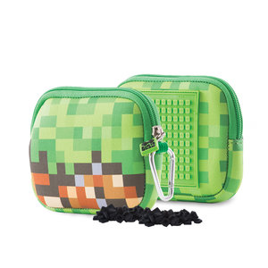 Školní pouzdro Minecraft včetně pixelů hnědo-zelené malé-1