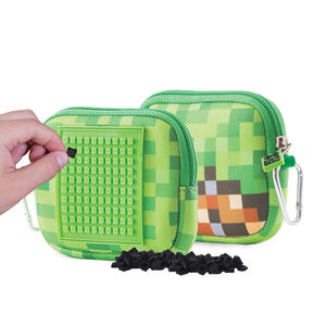 Školní pouzdro Minecraft včetně pixelů hnědo-zelené malé-2