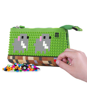 Školní pouzdro Minecraft včetně pixelů zeleno-hnědé velké-2