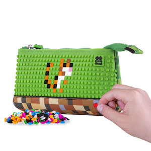 Školní pouzdro Minecraft včetně pixelů zeleno-hnědé velké-3