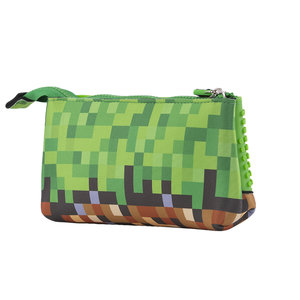 Školní pouzdro Minecraft včetně pixelů zeleno-hnědé velké-4