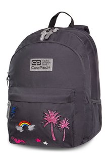 Školní batoh Hippie Sparkling badges grey-1