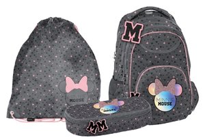 Školní set Minnie Mouse šedo-růžový, 3dílný s batohem-1