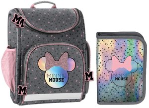 Školní set Minnie mouse šedo-růžový s aktovkou-1