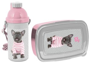 Svačinový set Štěně šedo-růžový-1