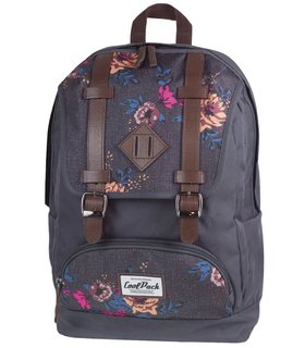 Volnočasový batoh City grey denim flowers-1