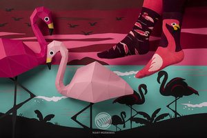 Ponožky klasik Pink flamingo 39-42-2
