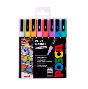 Sada akrylových popisovačů PC-3M Posca, 8 ks, 0,9-1,3 mm, mix pastelových barev-1
