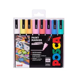 Sada akrylových popisovačů PC-5M Posca, 8 ks, 2,5 mm, mix pastelových barev-1