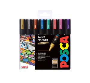 Sada akrylových popisovačů PC-5M Posca, 8 ks, metalické, mix barev-1