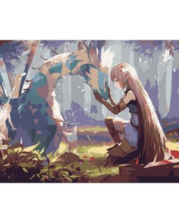 Malování podle čísel Anime dívka s drakem-1