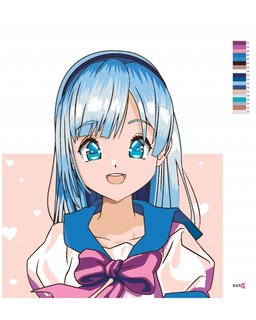 Malování podle čísel Anime dívka s mašlí-3