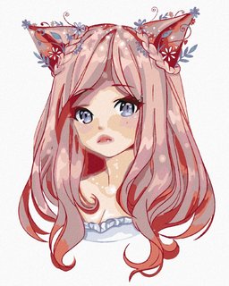 Malování podle čísel Anime dívka s růžovými vlasy-1