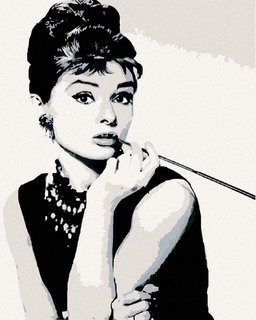 Malování podle čísel Audrey Hepburn černobílá-1