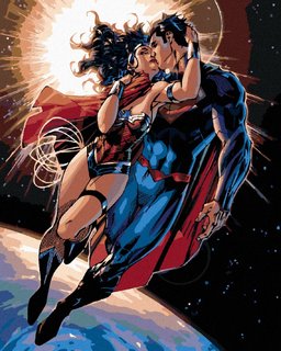 Malování podle čísel Wonder woman a Superman letí-1