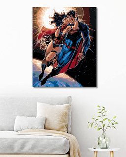 Malování podle čísel Wonder woman a Superman letí-2