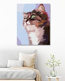 Malování podle čísel Zvědavá kočka portrét-2