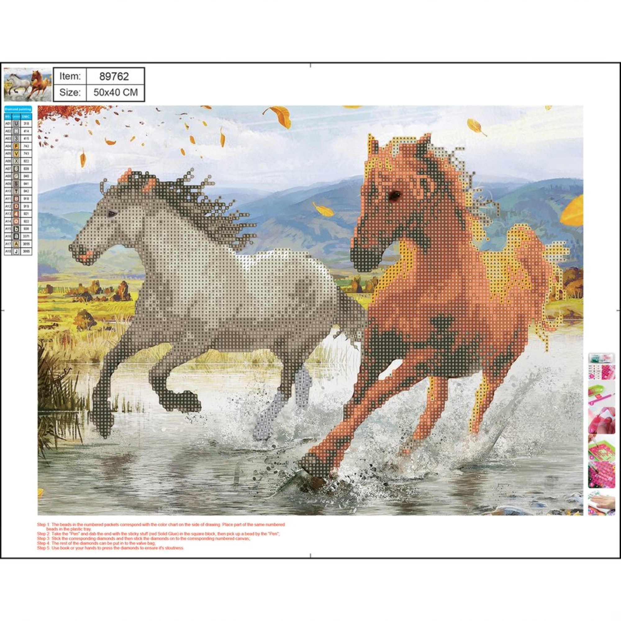 Levně Centrum Diamantové malování Koně 40 x 50 cm