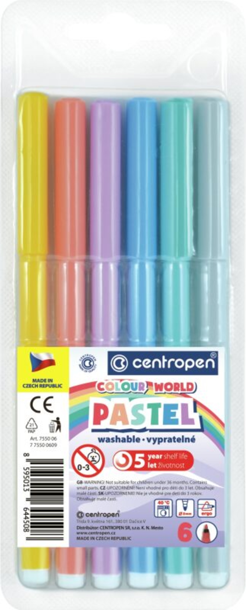 Centropen Fixy Colour world Pastel, 6 barev
