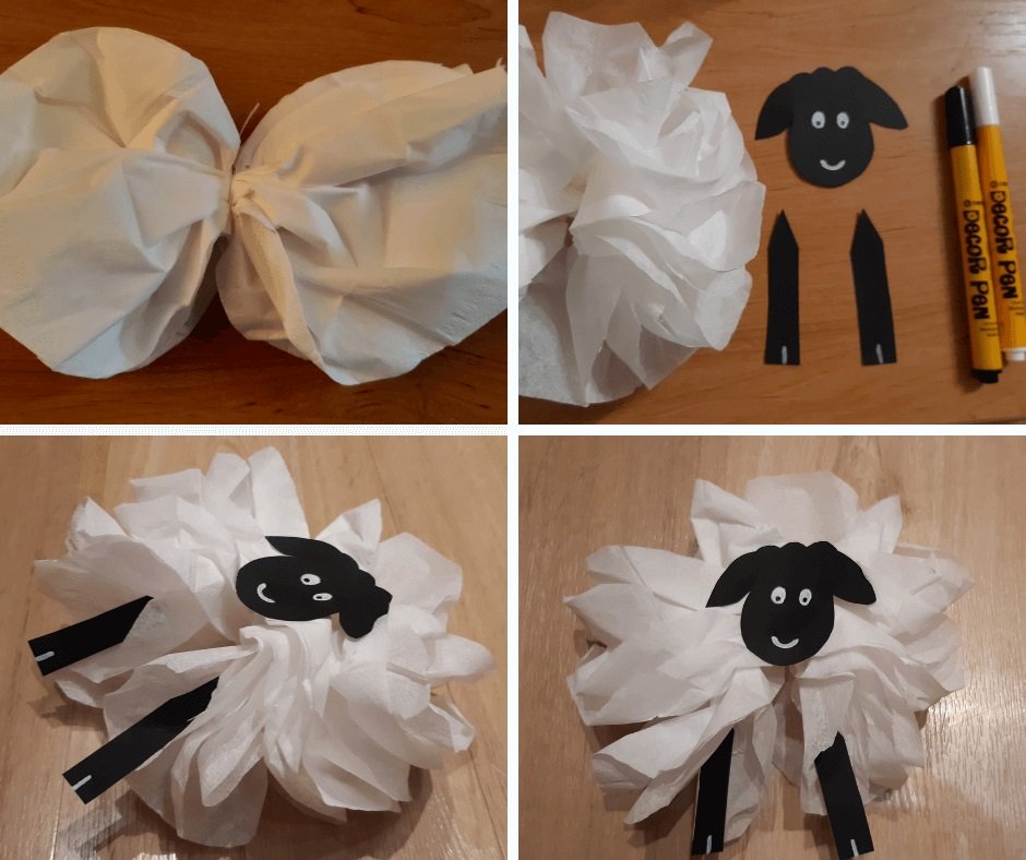 S dětmi vytvořte ovečku z papírového kapesníku